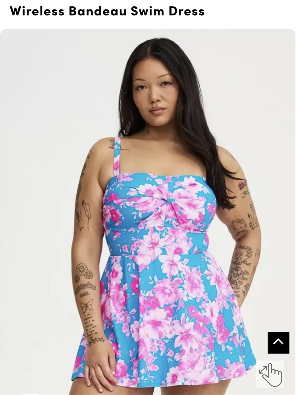New Torrid Wireless Bandeau Swim Dress With Brief Pink & Floral Blue Sz 0x L/XL